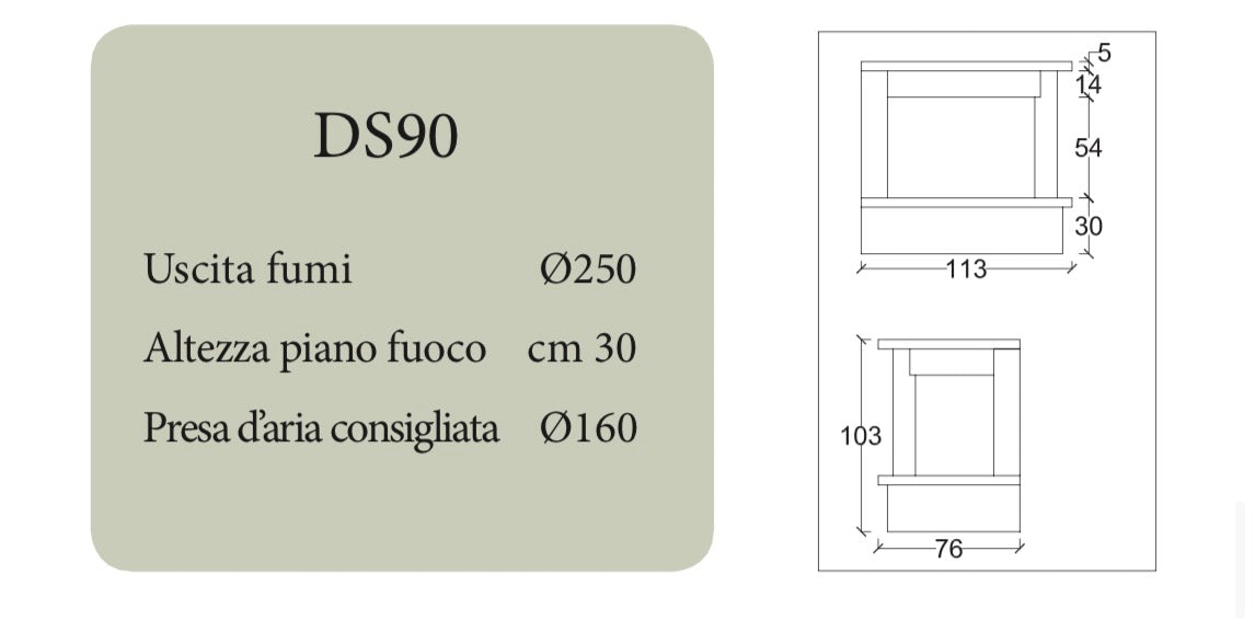 Camino ad angolo Modello GALLIPOLI completo di prefabbricato in Ghisa