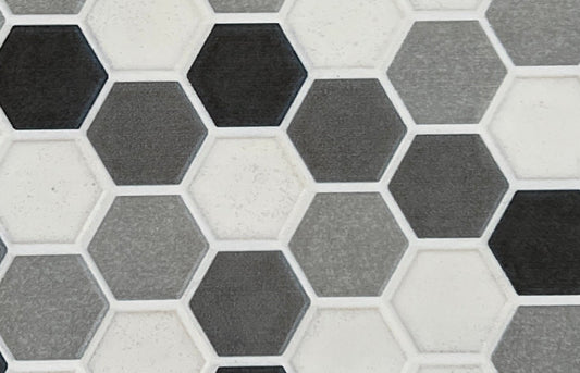 Stock Rivestimento 20x33,3 Mosaico esagonale incastro LAMBADA MIX GRIS - 6,5 mq