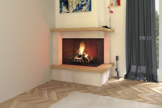 Camino ad angolo Modello NAPOLI completo di prefabbricato in Ghisa