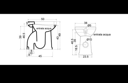 Vaso - bidet per disabili con apertura frontale