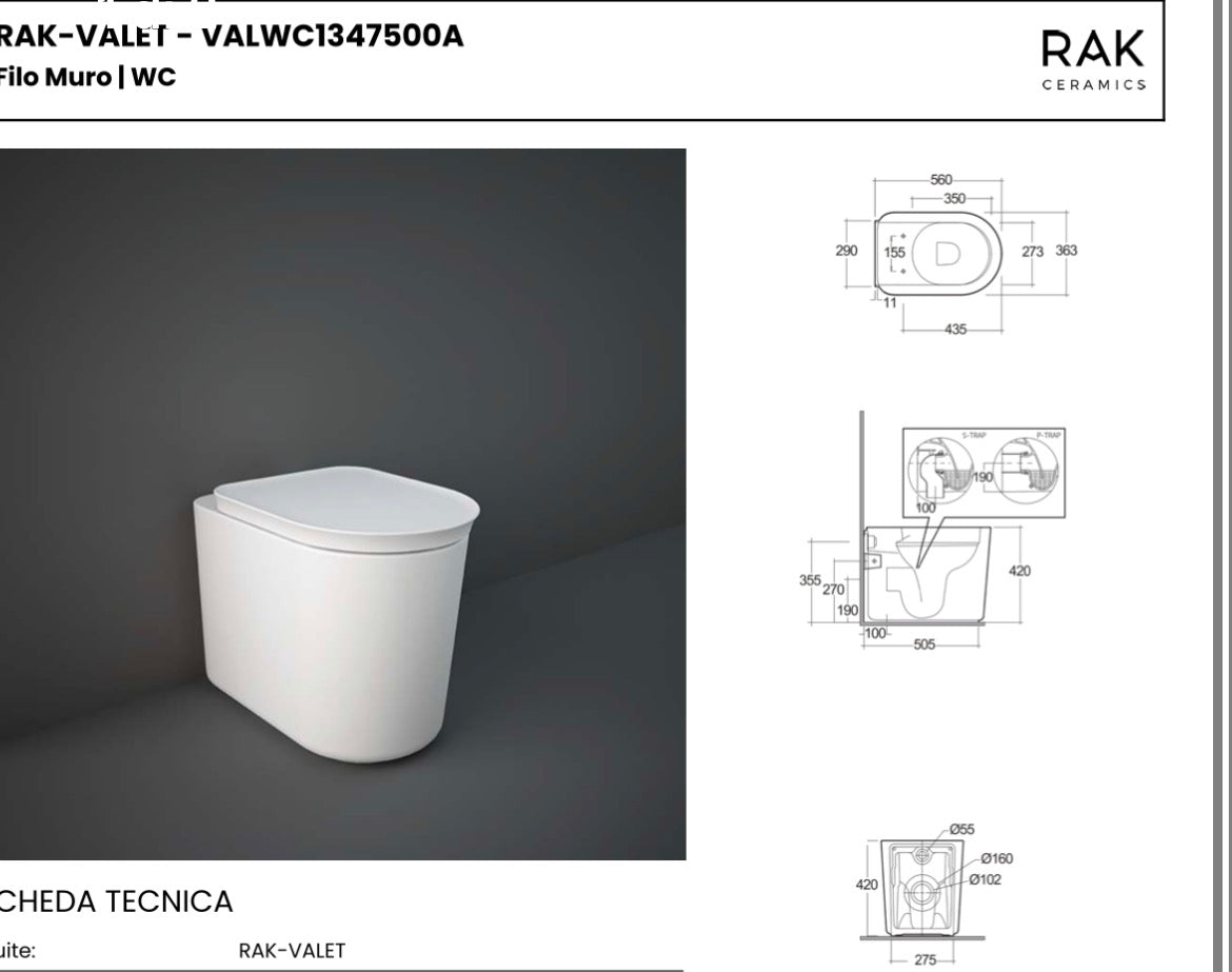 Sanitari RAK serie VALET composto da wc bidet e copriwater SOFT-CLOSE