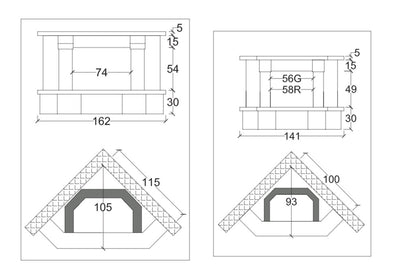 Camino ad angolo Modello BARCELLONA completo di prefabbricato in Ghisa