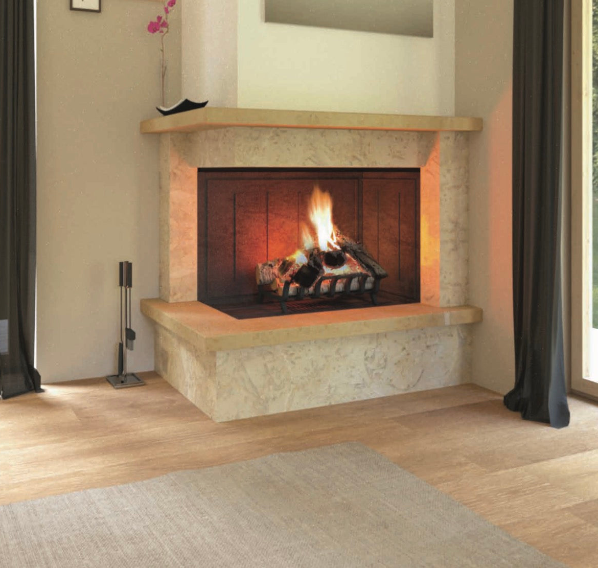 Camino ad angolo Modello GALLIPOLI completo di prefabbricato in Ghisa