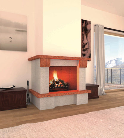 Camino a parete Modello YORK completo di prefabbricato in Ghisa