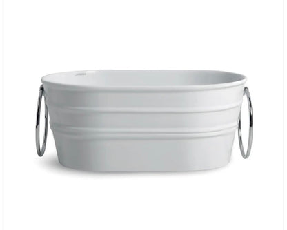 Lavandino Lavabo Appoggio Horganica Ovale Modello Tinozza Bianco Lucido