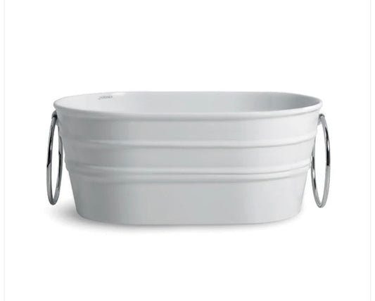 Lavandino Lavabo Appoggio Horganica Ovale Modello Tinozza Bianco Lucido