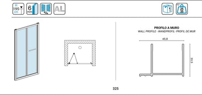 Box doccia nicchia FORMICA3 Chiusura a libro Cristallo trasparente temperato 6 mm - Profilo Cromo