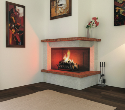 Camino ad angolo Modello OSLO completo di prefabbricato in refrattario