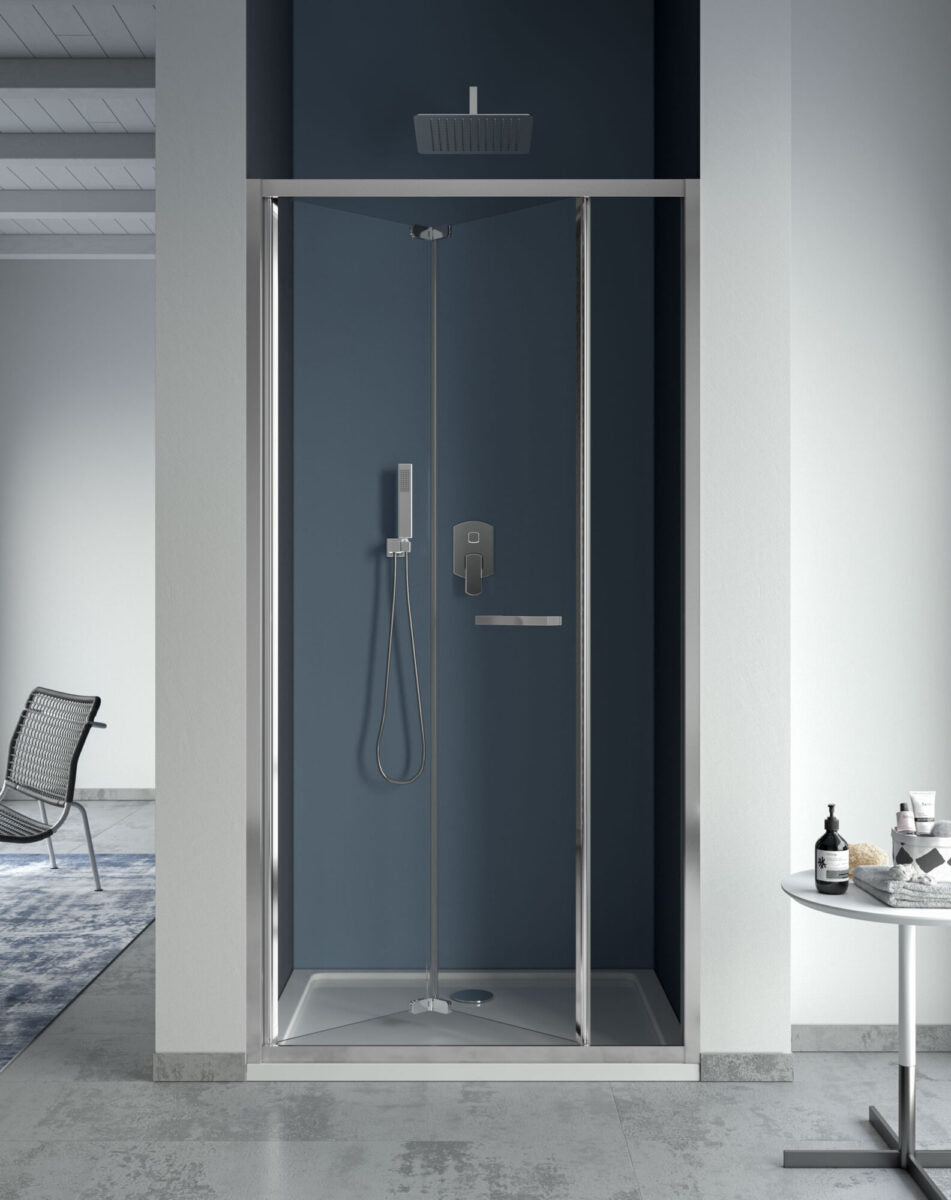 Box doccia nicchia FORMICA3 Chiusura a libro Cristallo trasparente temperato 6 mm - Profilo Cromo