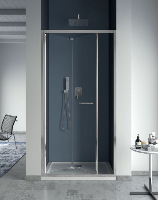 Box doccia nicchia FORMICA3 Chiusura a libro Cristallo trasparente temperato 6 mm - Profilo Cromo