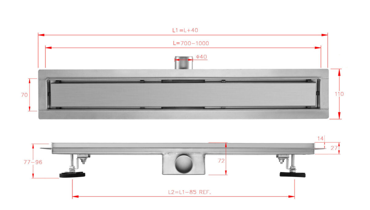 CANALINA DI SCARICO per doccia filo pavimento Ispezionabile e piastrellabile